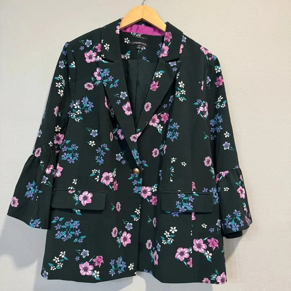 Lane Bryant The Bryant Blazer One Button Dark Cottagecore Floral Spring 20P - Picture 1 of 8